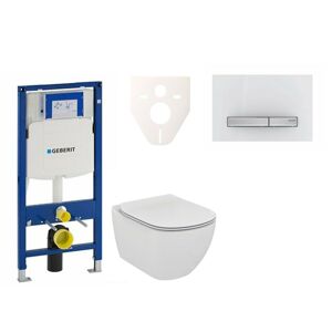 Cenovo zvýhodnený závesný WC set Geberit do ľahkých stien / predstenová montáž + WC Ideal Standard Tesi 111.300.00.5NE8