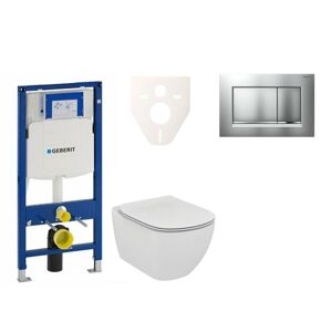 Cenovo zvýhodnený závesný WC set Geberit do ľahkých stien / predstenová montáž + WC Ideal Standard Tesi 111.300.00.5NF7