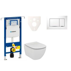 Cenovo zvýhodnený závesný WC set Geberit do ľahkých stien / predstenová montáž + WC Ideal Standard Tesi 111.355.00.5NE5
