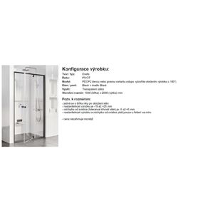 Atypické sprchové dvere Ravak Pivot 104,5x200 Čierny profil číre sklo (GB2109090239)