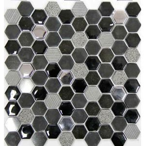 Keramická mozaika Hexagono negro 30x30 cm mat / lesk HEXANE