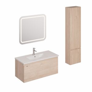 Kúpeľňová zostava s umývadlom vrátane umývadlovej batérie, vtoku a sifónu Naturel Ancona akácie KSETANCONA1