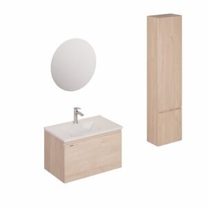 Kúpeľňová zostava s umývadlom vrátane umývadlovej batérie, vtoku a sifónu Naturel Ancona akácie KSETANCONA14
