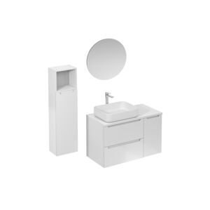Kúpeľňová zostava s umývadlom vrátane umývadlovej batérie, vtoku a sifónu Naturel Stilla biela lesk KSETSTILLA019