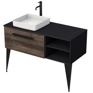 Kúpeľňová skrinka pod umývadlo Naturel Luxe 110x36x50 cm čierna bridlica / drevo lesk LUXE110LCDLBU32