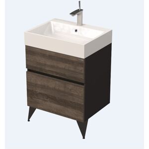 Kúpeľňová skrinka pod umývadlo Naturel Luxe 60x56x46 cm čierna bridlica / drevo lesk LUXE60CDLBU