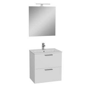 Kúpeľňová zostava s umývadlom zrcadlem a osvětlením Vitra Mia 59x61x39,5 cm biela lesk MIASET60B