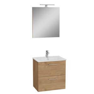 Kúpeľňová zostava s umývadlom, zrkadlom a osvetlením VitrA Mia 59x61x39,5 cm dub MIASET60D