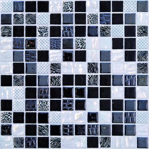 Sklenená mozaika Mosavit Safari negro 30x30 cm lesk SAFARINE