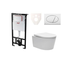 Cenovo zvýhodnený závesný WC set Alca do ľahkých stien / predstenová montáž + WC SAT Brevis SIKOASW1