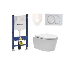 Cenovo zvýhodnený závesný WC set Geberit do ľahkých stien / predstenová montáž + WC SAT Brevis SIKOGES7W7