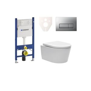 Cenovo zvýhodnený závesný WC set Geberit do ľahkých stien / predstenová montáž + WC SAT Brevis SIKOGES7W8