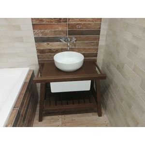 Kúpeľňová skrinka pod umývadlo Naturel Solid 92x50 cm buk/biela SIKONSAPM095