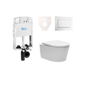 Závesný set WC Swiss Aqua Technologies Brevis, nádržka ROCA, tlačidlo biele SIKORSW1