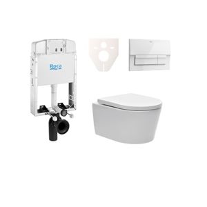 Závesný set WC Swiss Aqua Technologies Brevis, nádržka ROCA, tlačidlo biele SIKORSW4