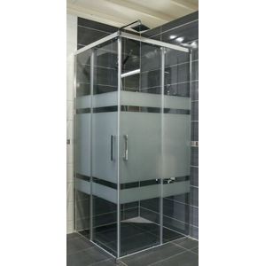 Sprchový kút Siko Tex štvorec 100 cm, sklo stripe, chróm profil, univerzálny SIKOTEXQ100CRS
