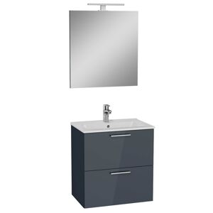Kúpeľňová zostava s umývadlom, zrkadlom a osvetlením Vitra Mia 59x61x39,5 cm antracitový lesk MIASET60A2