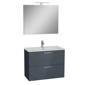 Kúpeľňová zostava s umývadlom, zrkadlom a osvetlením Vitra Mia 79x61x39,5 cm antracitový lesk MIASET80A2